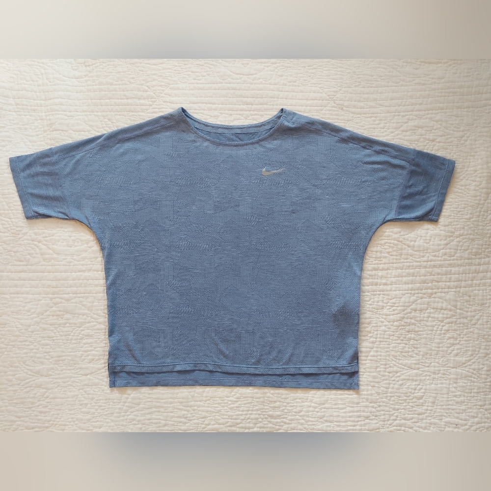 Nike Womens DriFit Crop Top In Periwinkle Blue Short Sleeve